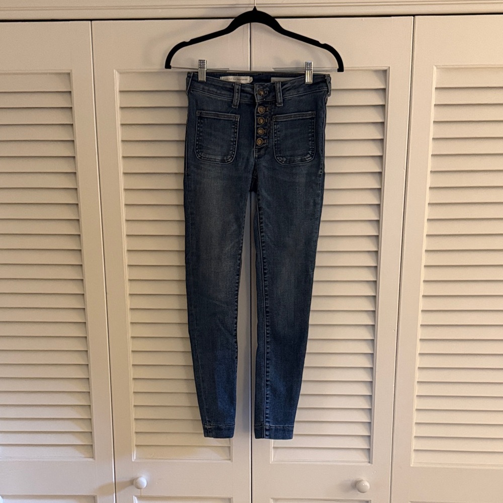Pilcro and the Letterpress High-Rise Button-Fly Skinny Legging - Blue